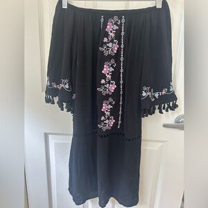 Black Dress with Floral Embroidery
